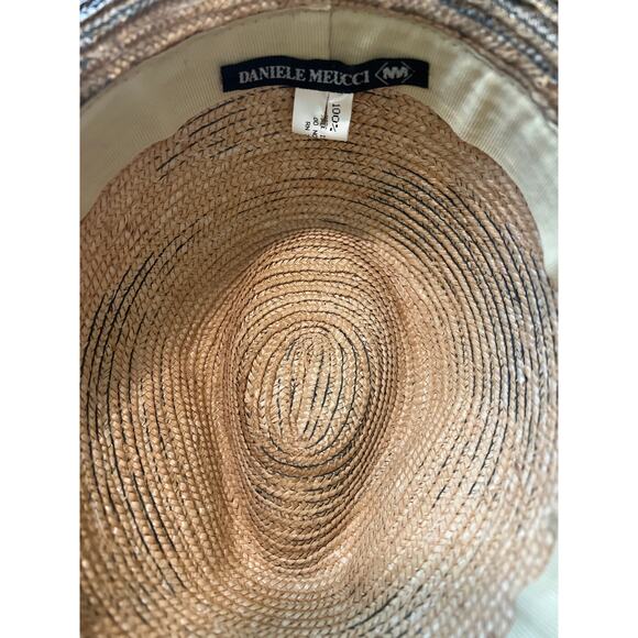 Daniele Meucci Women’s Straw Hat Floral Lace Appliqué Fedora - Picture 7 of 7